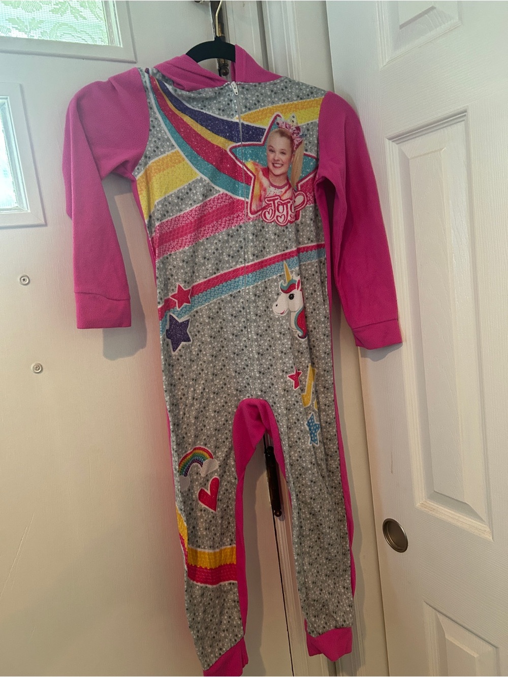 Nickelodeon Pink & Gray JoJo Siwa Unicorn Kids One-Piece Pajama